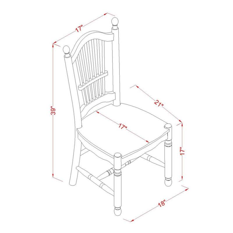 East West Furniture Dover Dining Chairs - Slat Back Wood Seat Kitchen Chairs, Set of 2, (Finish Options)