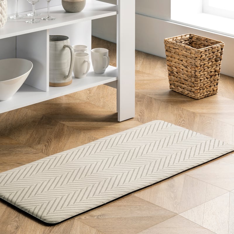 Nuloom Casual Herringbone Anti Fatigue Kitchen or Laundry Room Comfort Mat - 18" x 30" - Beige