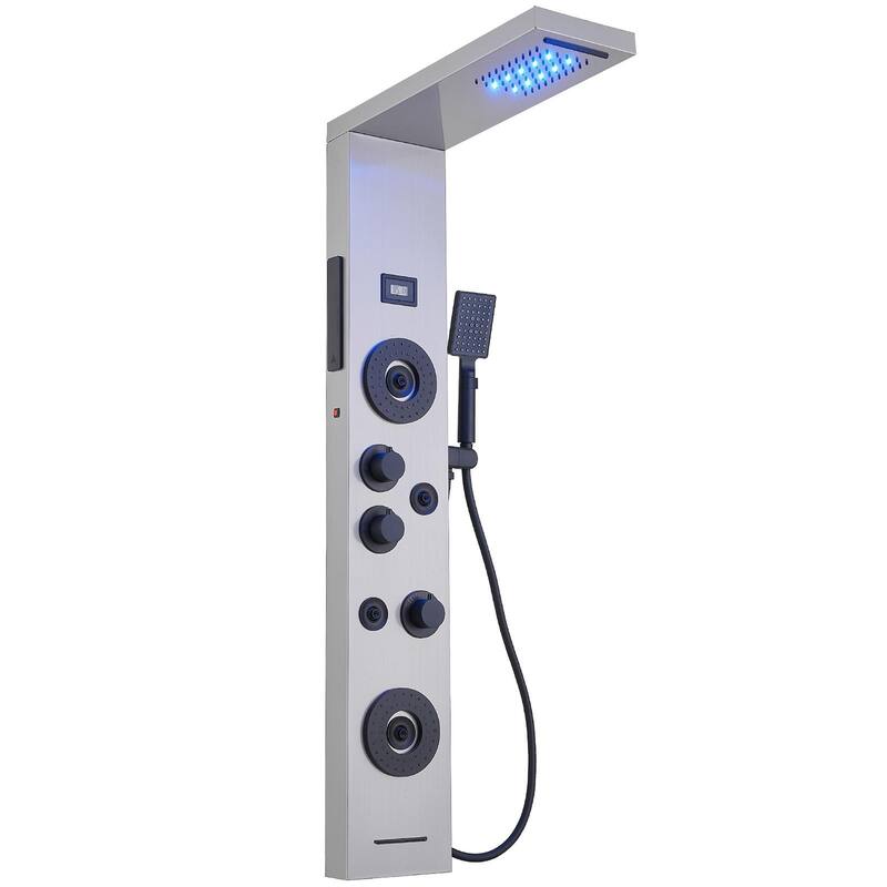 4-Jet LED Shower Panel with Heavy Rain Shower - Black Nickel