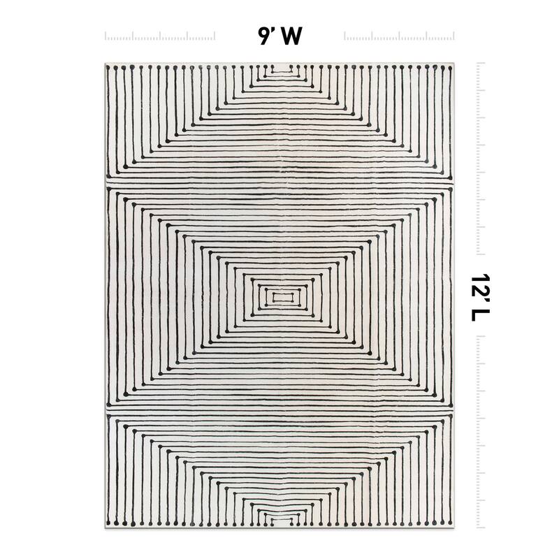 World Rug Gallery Bohemian Stripes Washable Non Slip Area Rug
