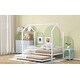 preview thumbnail 5 of 32, Contemporary Mordern Design Twin Size House Platform Bed,Solid Metal Bed with Trundle,Semi-Enclosed Fence