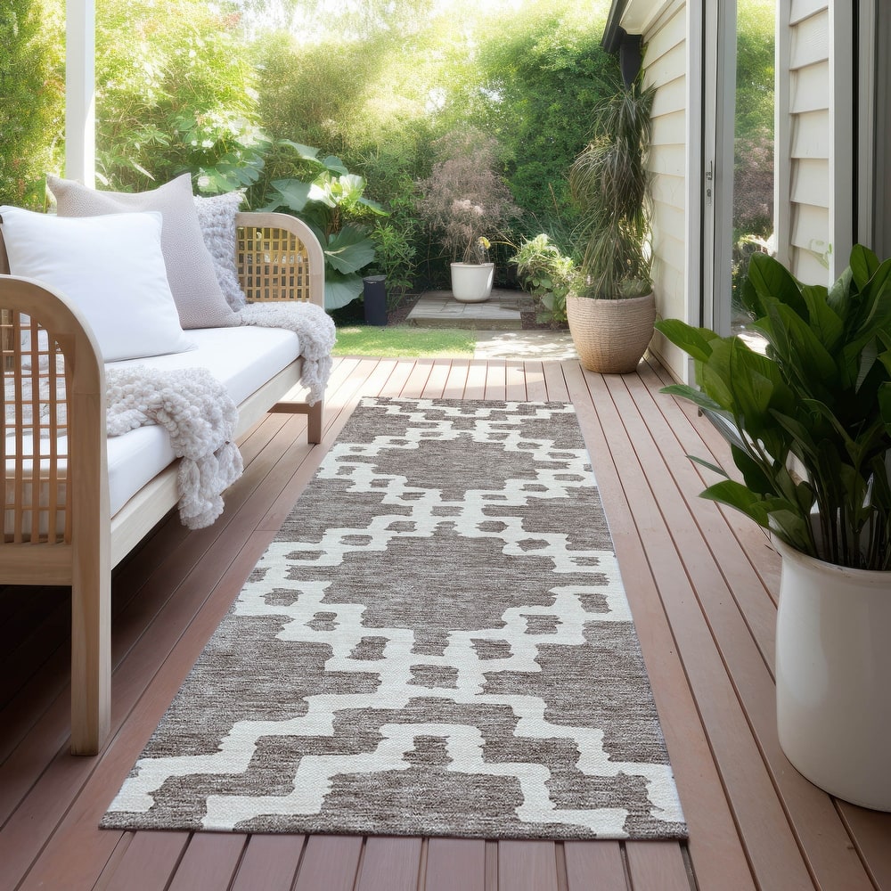 Machine Washable Indoor/ Outdoor Chantille Trellis Geo Rug