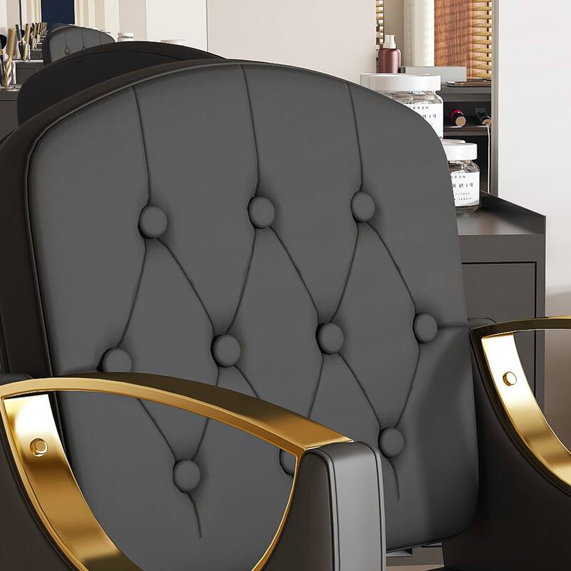 Roomfitters Professional Hydraulic Salon Chair with 360° Swivel, Heavy Duty Barber Stylist Chair with Gold Base