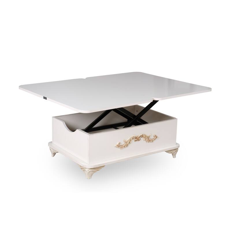 Raik Modern Design Coffee Table, Convertible Lift-up Tables - 40" x 14" x 24" - Aytası