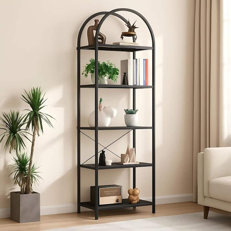 5-Tier Modern Storage Arched Display Rack, Bookshelf for Bedroom, Living Room - N/A