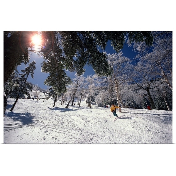 "Man telemark skiing" Poster Print