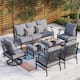 MAISON ARTS 6/7-Piece Patio Conversation Sets, Sofa Set with 2/4 x Single Chairs, 1 x 3-seater Sofa and Coffee Table/Ottomans - Set 5 - Grey