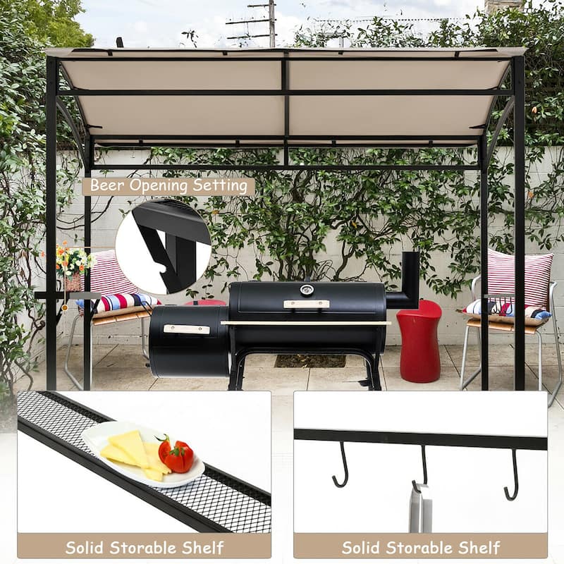 Costway 7'x4.5' Grill Gazebo Outdoor Patio Garden BBQ Canopy Shelter