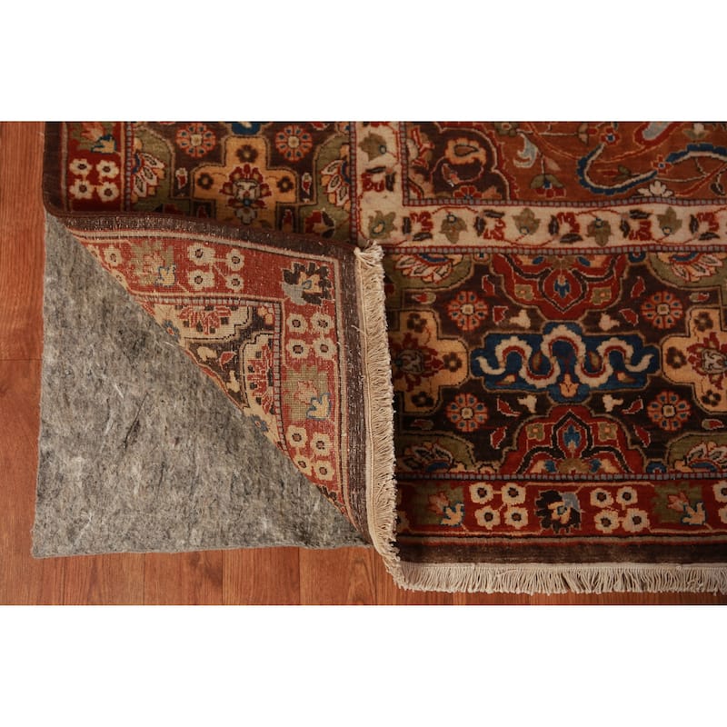 Floral Medallion Kashan Oriental Area Rug Hand-Knotted Wool Carpet - 9'0"x 11'10"