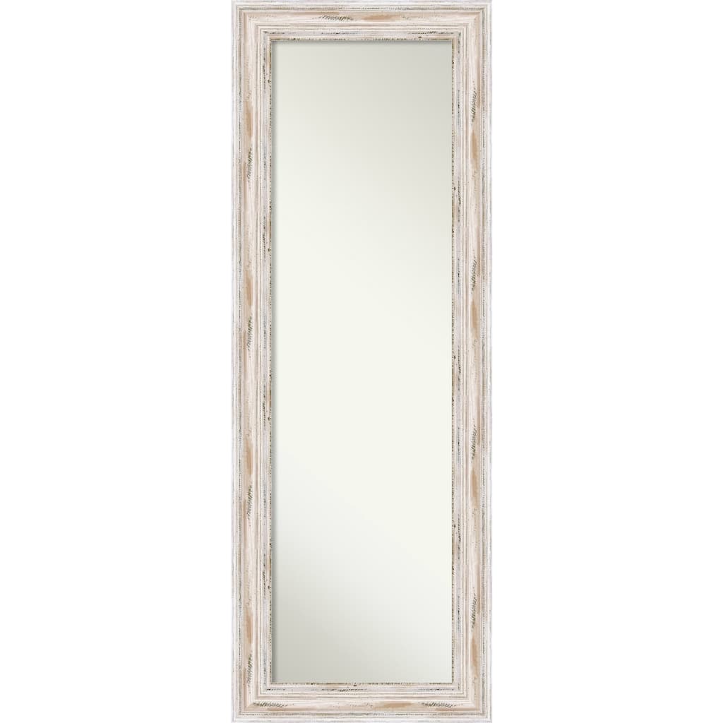 Non-Beveled Wood Full Length On The Door Mirror - Alexandria Whitewash Frame - Alexandria Whitewash - Glass Size: 14. x 48