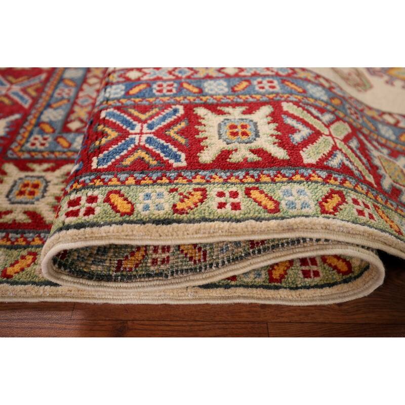 Kazak Foyer Rug Hand-Knotted Bedroom Wool Carpet - 3'4" x 4'11"