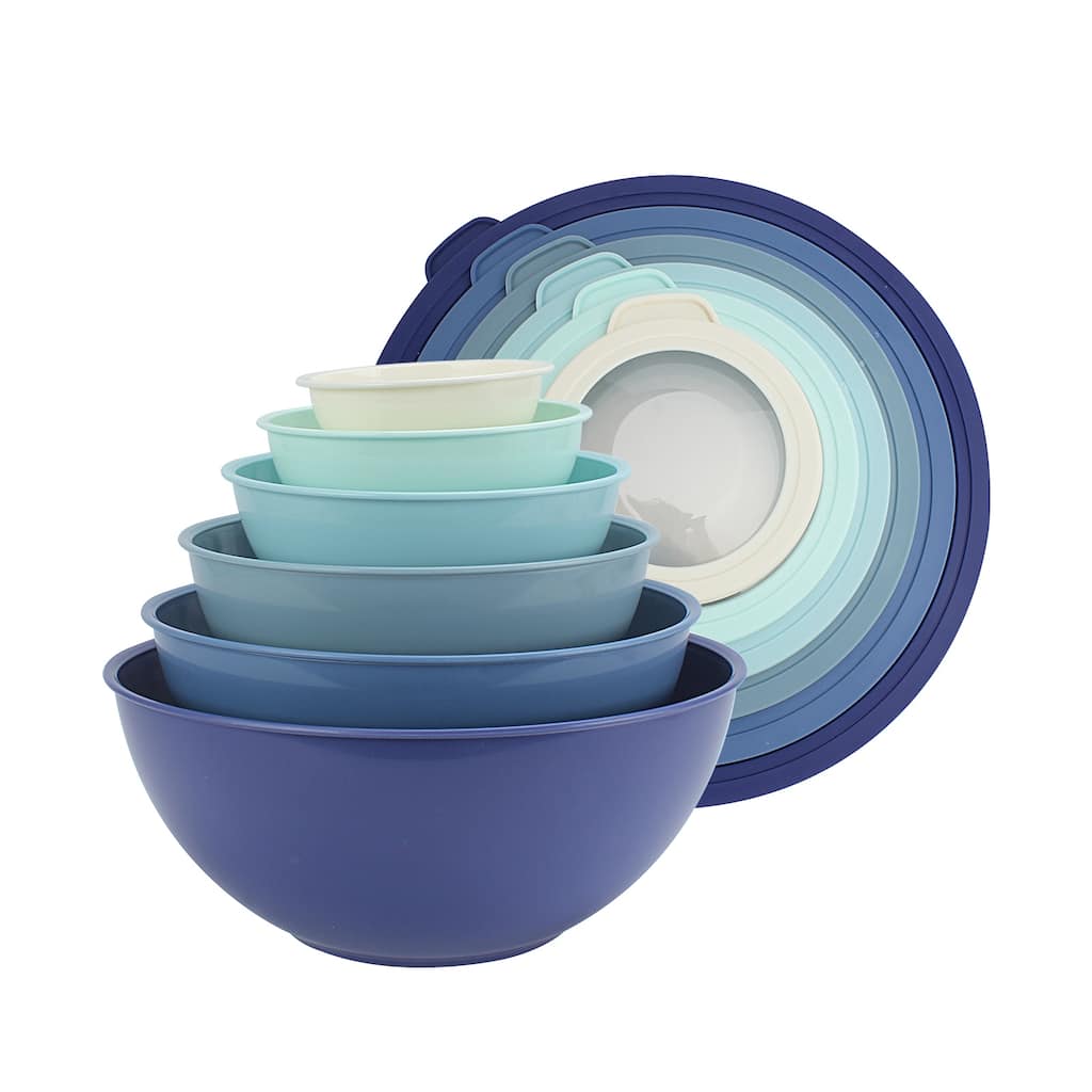 COOK WITH COLOR - 12 Piece Plastic Nesting Bowls - 6 Prep Bowls and 6 Lids, Microwave Safe