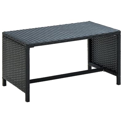 vidaXL Coffee Table Anthracite/Beige/Black/Brown 27.6"x15.7"x15" Poly Rattan