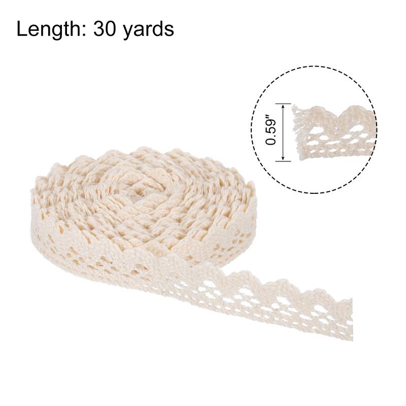 Lace Ribbon 0.79 Inch Cotton Lace Trim Beige Style 6 - 0.59" x 30 Yards