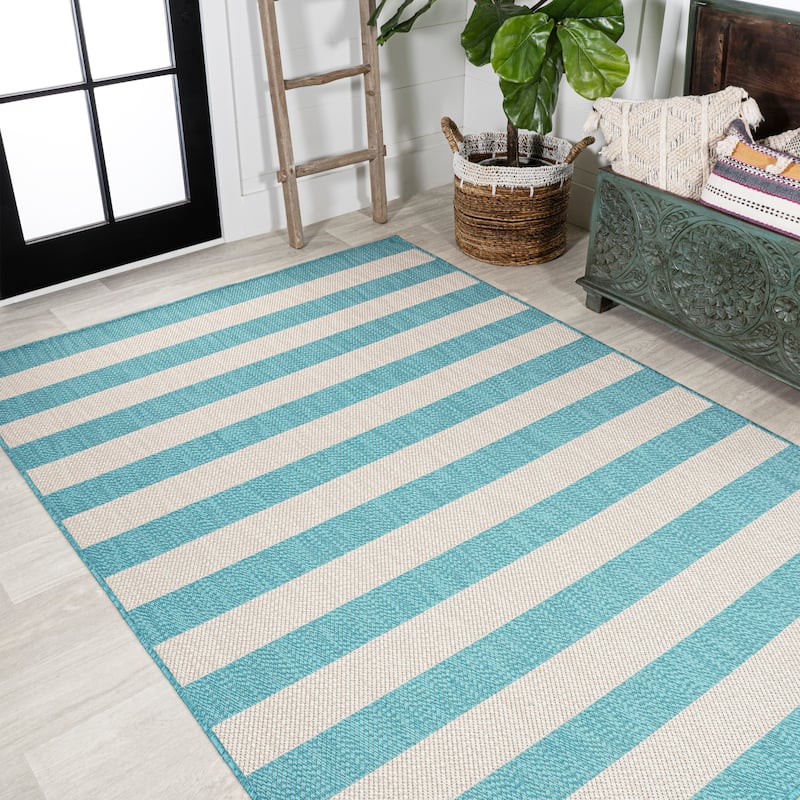 JONATHAN Y Vinales Two-Tone Wide Stripe Indoor/Outdoor Area Rug