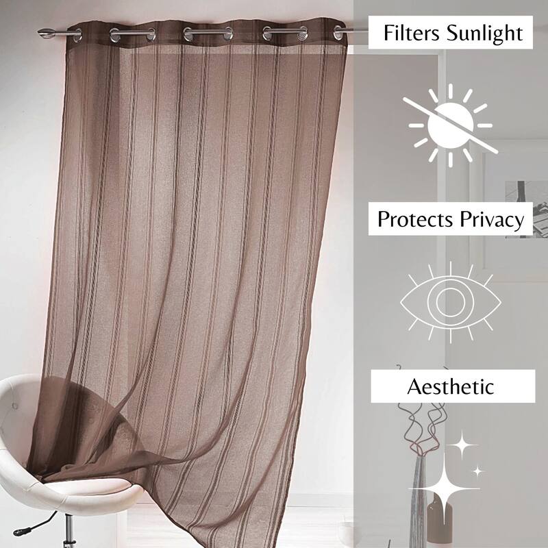 Sheer Curtain Extra Wide Window Panel with Stripes Light & Airy Drapery