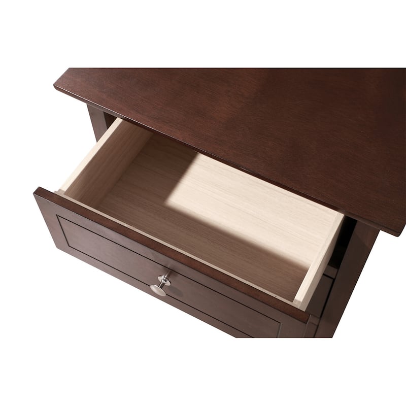 Farmhouse Cappuccino Wood 3-Drawer Nightstand Bed Side Table