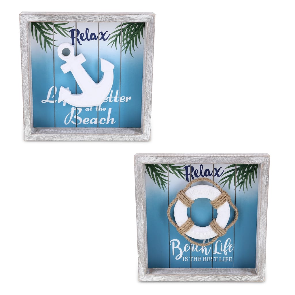 CoTa Global Aqua Sky Wall Relax Hanging Signs with Hang Mount, 2 Piece - 8.8″Lx8.8″Wx1.5″H