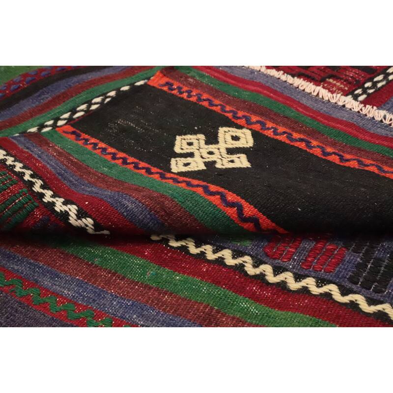 Hand Woven Oriental 100% Wool Carpet Southwestern Tribal Multi-Colored Kilim Area Rug - 10' 3'' X 5' 8''