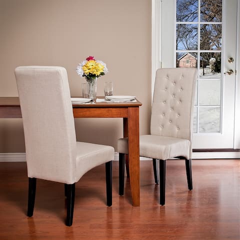 Tall-back Natural Fabric Dining Chair (Set of 2) by Christopher Knight Home