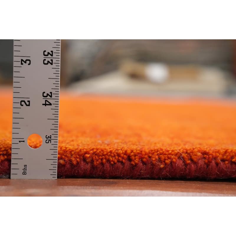 Hand Knotted Oriental 100% Wool Carpet Modern Solid Oranges & Rust Gabbeh Area Rug - 8' 9'' X 6' 1''