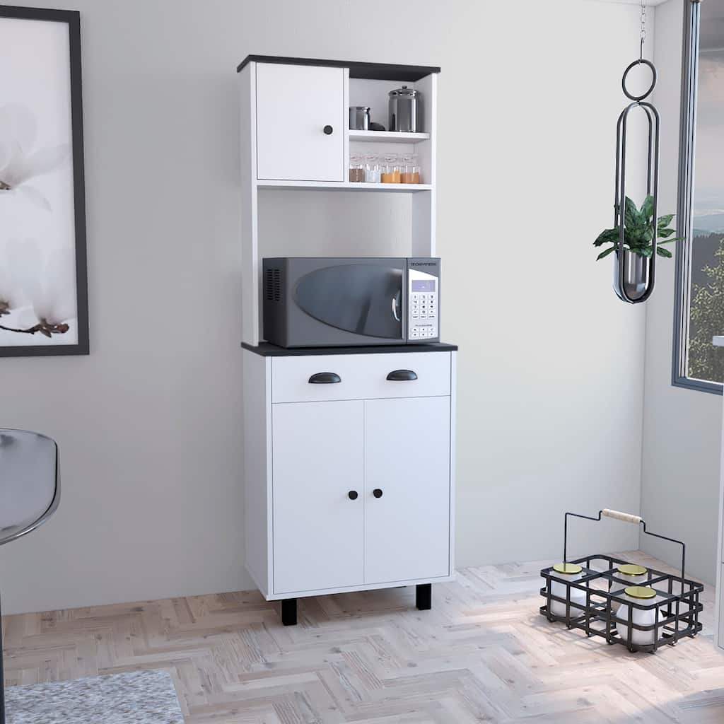 Kitchen Pantry with 2 Cabinets, 2 Open Shelves, and Drawer