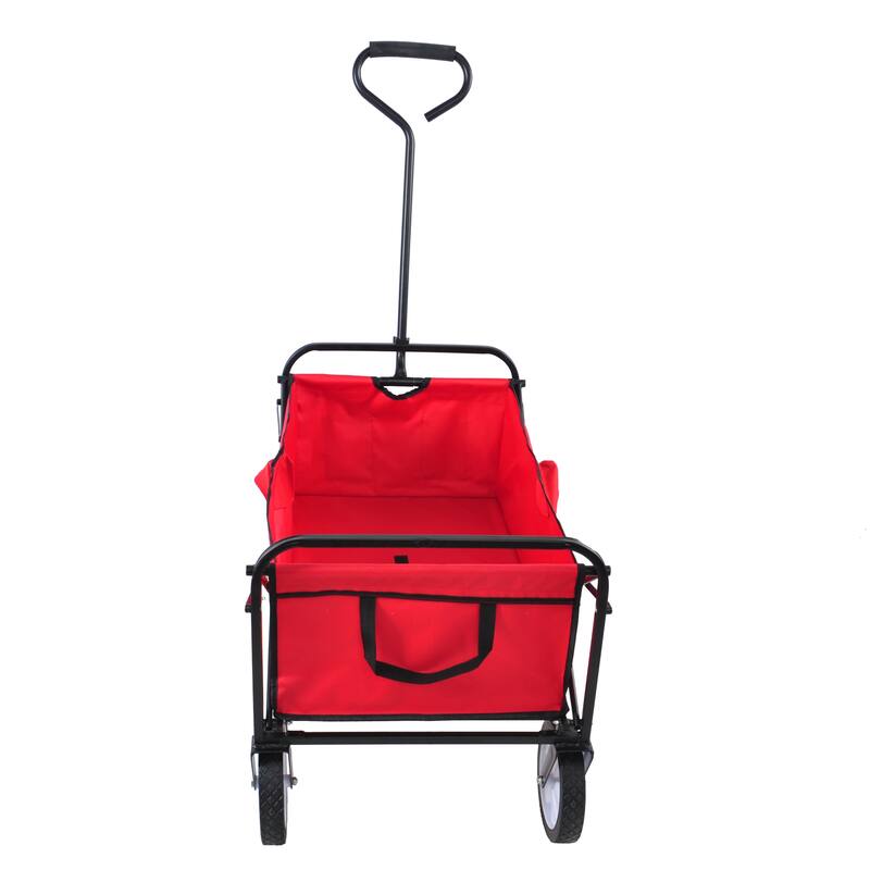 Folding Wagon Versatile Garden & Beach Cart ‚Äì Metal Construction - Red
