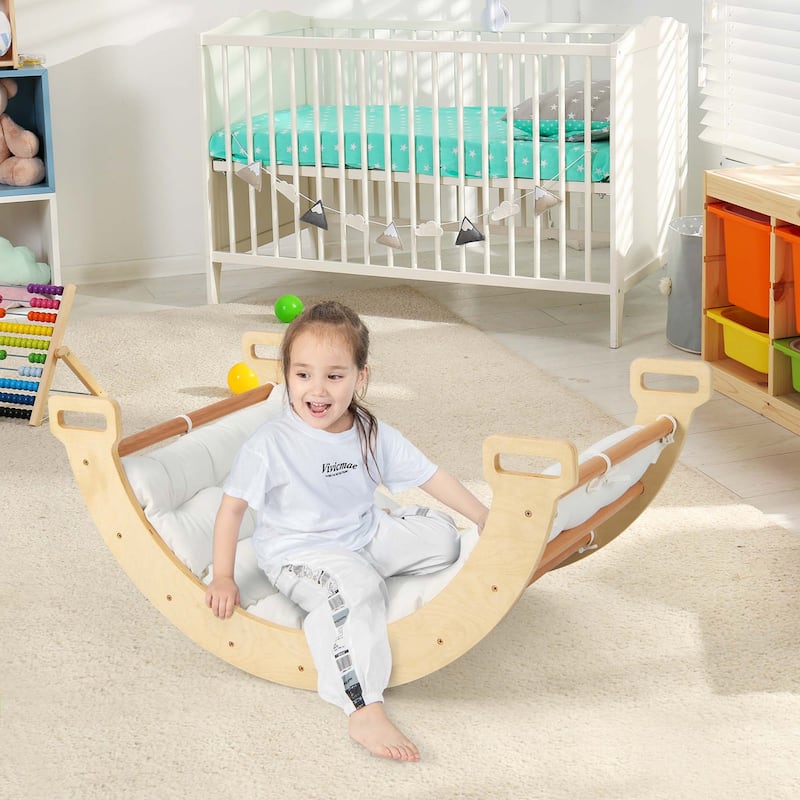 2-in-1 Montessori Wooden Arch Climbing Toys Children Learning Playset