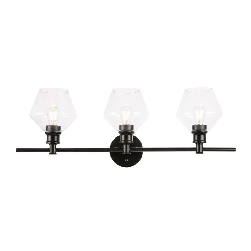Elegant Lighting Gene 3 Light 28" Wide Bathroom Vanity Light with - Black