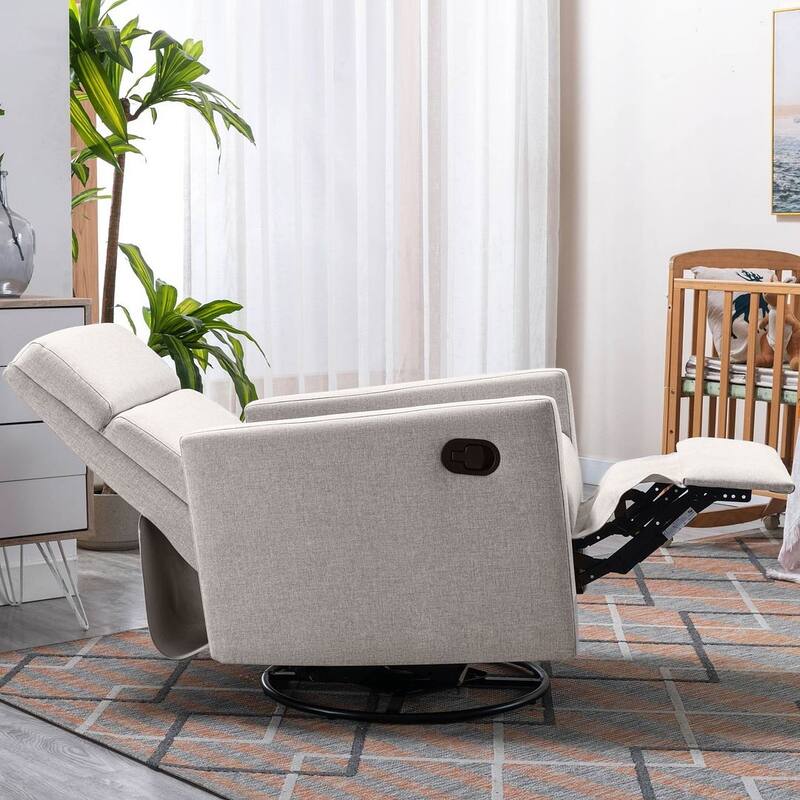Modern 360° Swivel Sliding Linen Upholstered Recliner