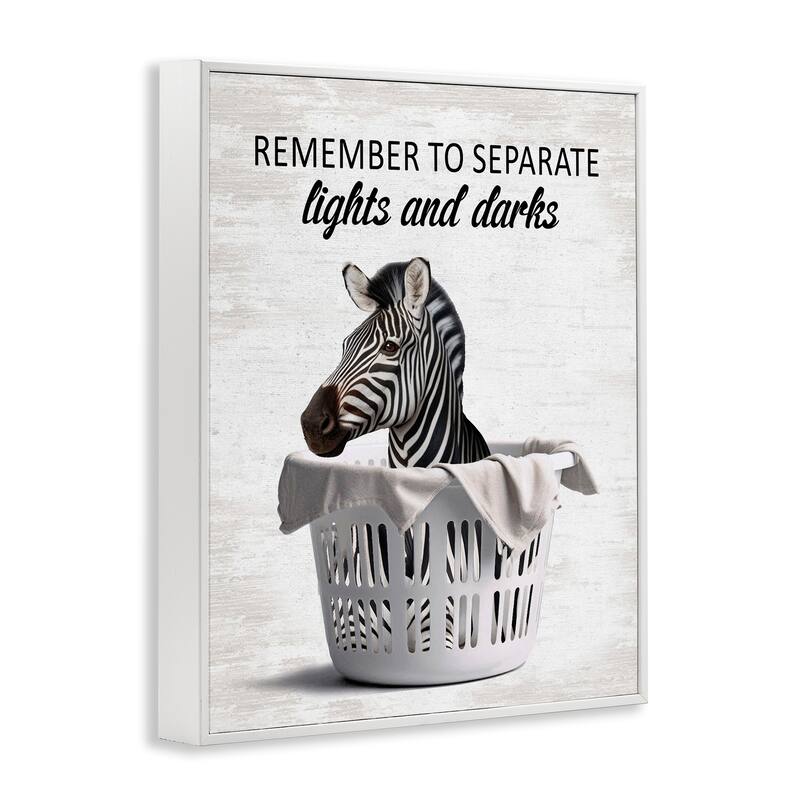Stupell Separate Laundry & Zebra Framed Giclee Art Design By Lettered and Lined