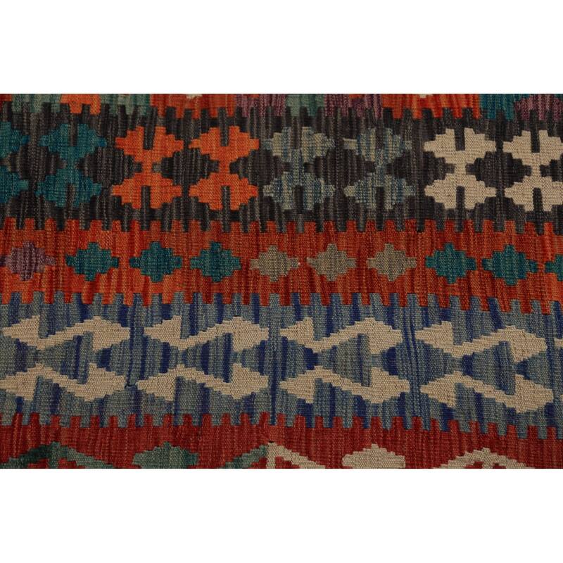 Geometric Kilim Oriental Large Rug Hand-Woven Southwestern Wool Carpet - 10'2"x 16'1"