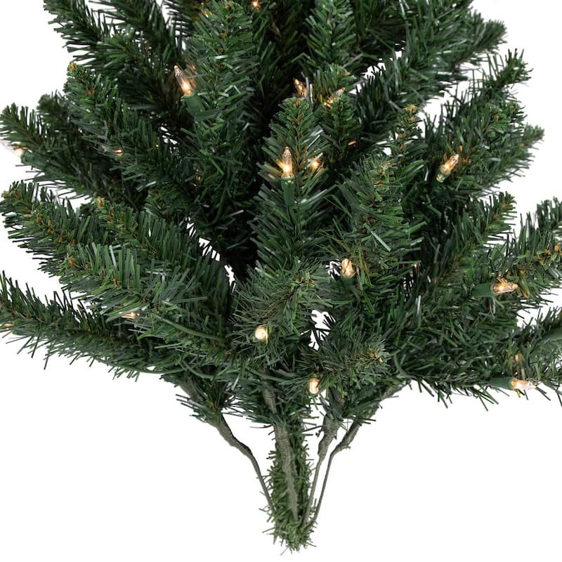 3' Buffalo Fir Artificial Christmas Wall Door Tree Clear Dura Lights - 3 Foot