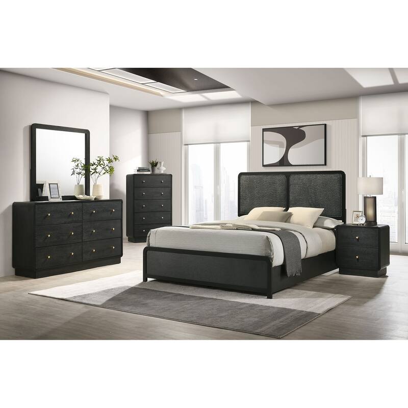 Burton Black Upholstered Queen Bed