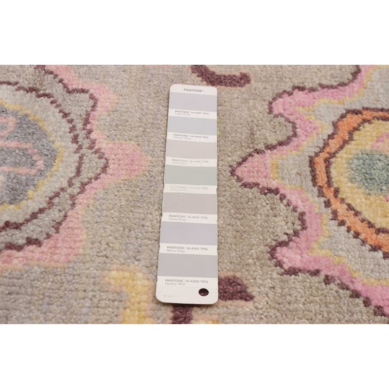 ECARPETGALLERY Hand-knotted Modern Oushak Light Grey Wool Rug - 2'6 x 8'1