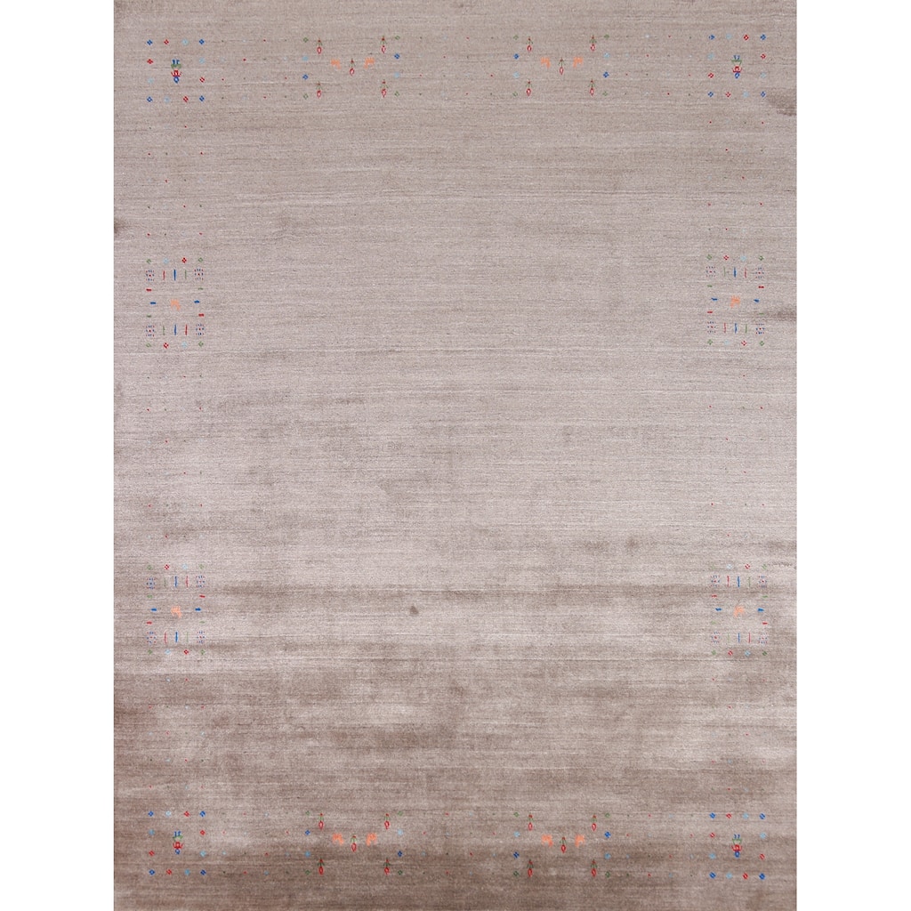 Tribal Gabbeh Indian Area Rug Handmade Oriental Brown Wool Carpet - 8'3" x 10'0"