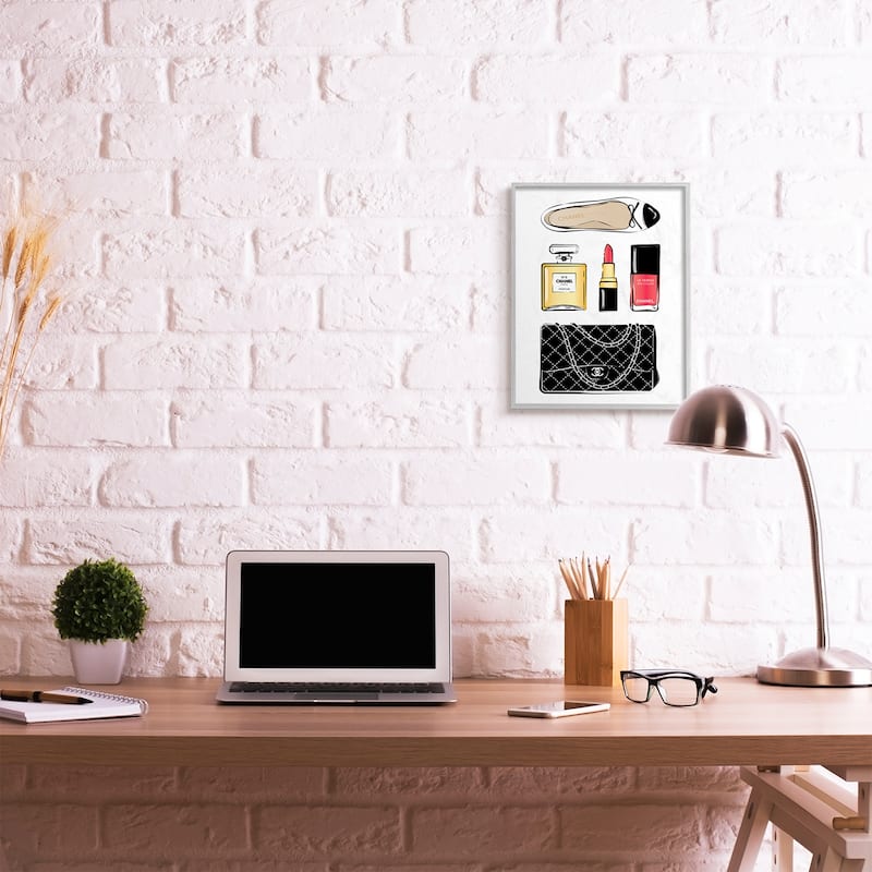 Stupell Elegant Glam Fashion Accessories Red Cosmetic Framed Wall Art