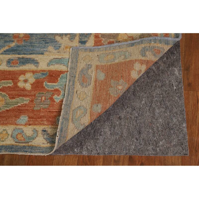 Hand Knotted Oriental 100% Wool Carpet Transitional All-Over Navy Blue & Blues Oushak Area Rug - 10' 8'' X 8' 0''