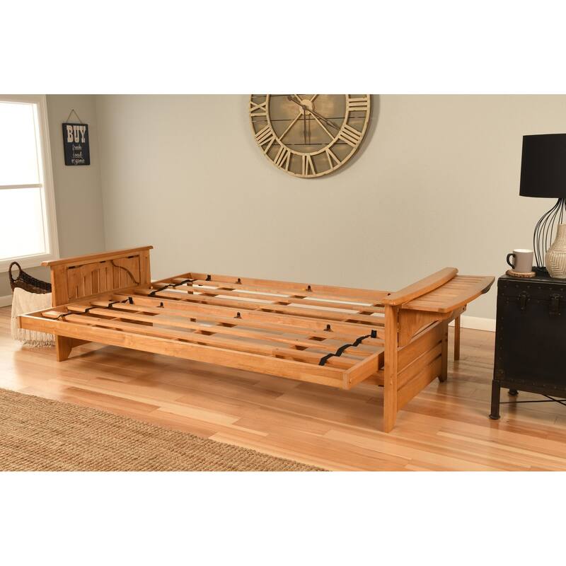 Somette Phoenix Queen-size Futon Set in Butternut Finish with Suede Mattress
