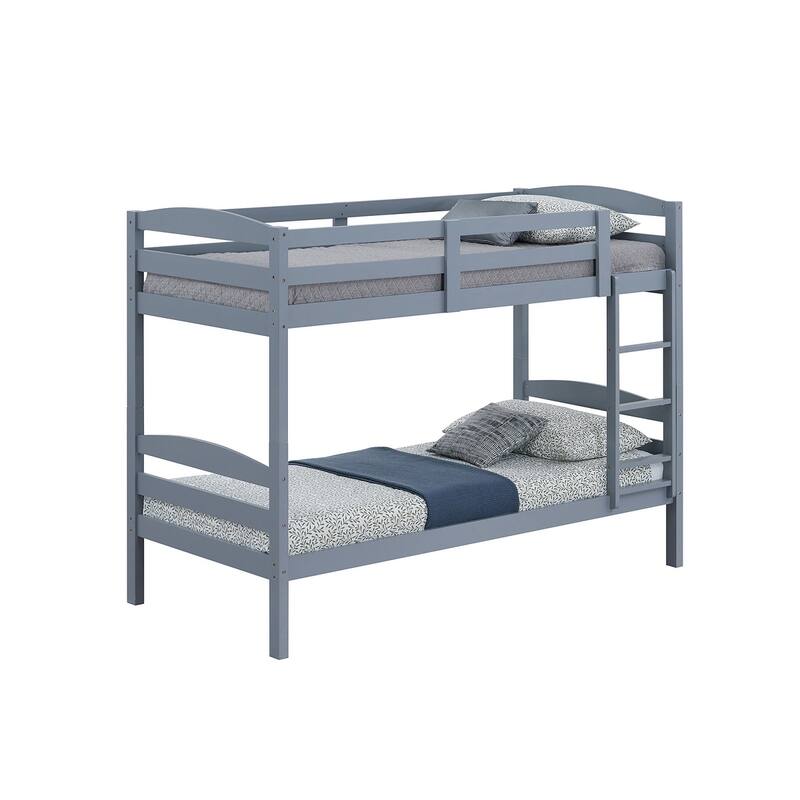 Twin Over Twin Bunk Bed Arch Design Gray Finish