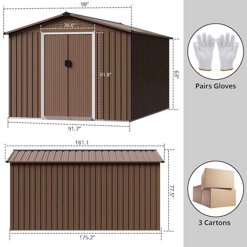 Outdoor Storage Shed, with Sloped Roof & Lockable Door