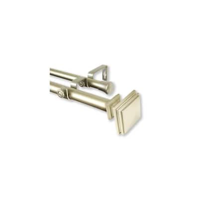 Adjustable Double Curtain Rod 1" Light Gold, 160-240" Extendable Rod Set, Decorative Window Treatment Hardware - M