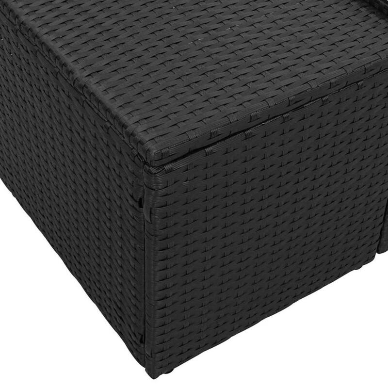 vidaXL Garden Sofa with Cushion Black 184 x 62 x 85cm poly rattan - 72.4 x 24.4 x 33.5