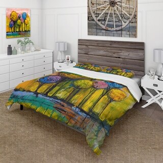 Designart 'Colourful Trees Impressionist Landscape IV' Modern Duvet ...