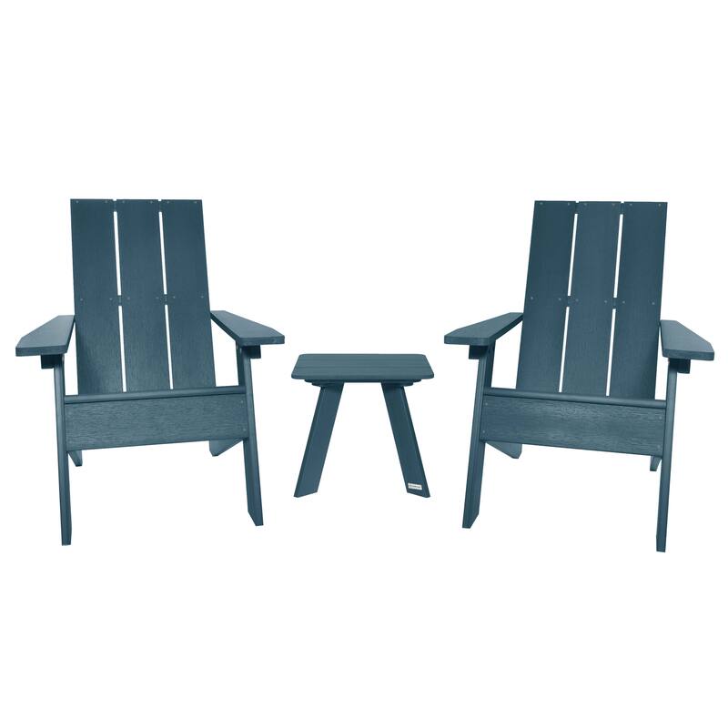 HIGHWOOD 3-piece Adirondack Chairs and Side Table Set - Nantucket Blue