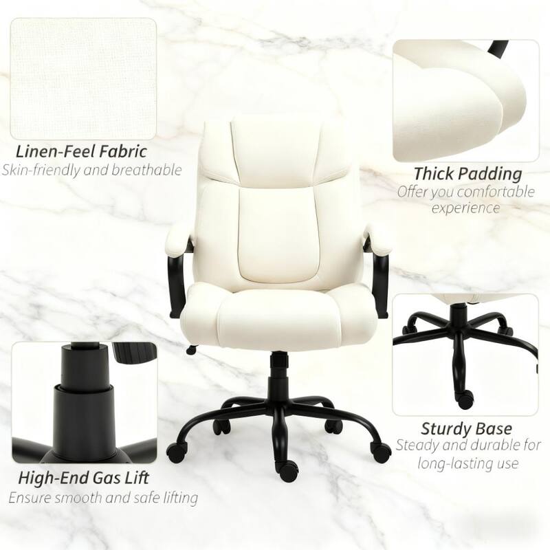 Executive Office Chair - Plush Padding, Adjustable & Rolling Wheels for Effortless Office Style