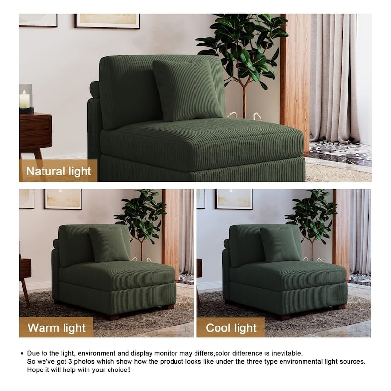 Modern L-Shaped Corduroy Modular Sectional Couch Sofa with Pillows