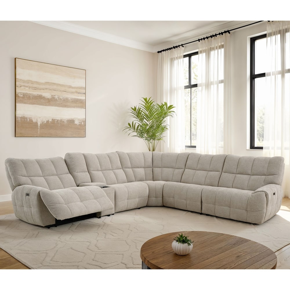 Furniture of America Aurei Modern Reclining Sectional with Console and USB Ports