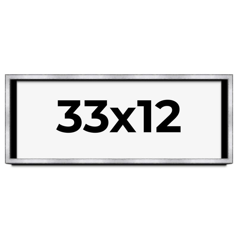 33x12 Shadow Box Frame Silver | 1.375 Inches Deep Real Wood