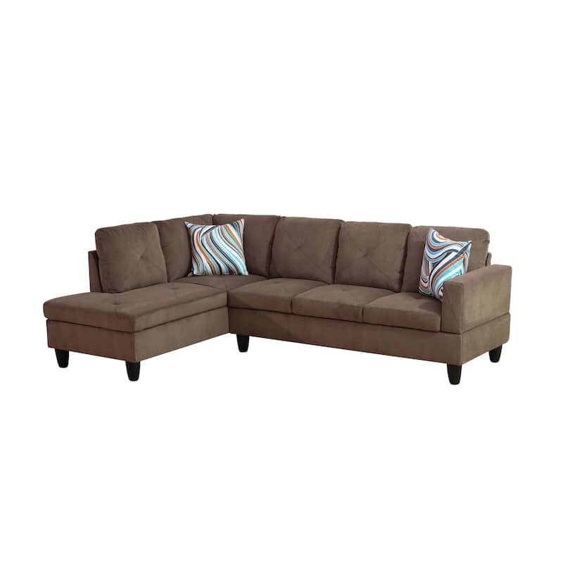 Brown Sackcloth Fabric 3-Piece Living Room Sofa Set